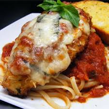 Chicken Parmigiana on whole wheat Spaghetti 4 SERVINGS